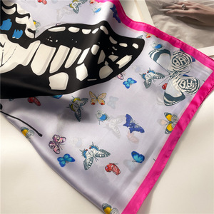 Luxury Butterfly Design Square Satin Imitation <strong>Silk</strong> <strong>Scarf</strong> for <strong>Women</strong> <strong>Silk</strong> <strong>Scarves</strong> Wholesale 2023 - Product Image 2