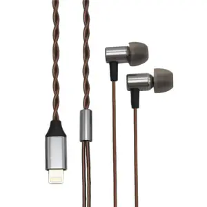 Promosi Baru Earphone In-Ear Berkabel Mp3 Metalik Kecil 6Mm untuk Lightning