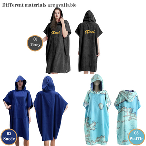 Poncho de surf à <span class=keywords><strong>capuche</strong></span> en microfibre pour adultes et enfants, avec logo personnalisé, séchage rapide, anti-sable, <span class=keywords><strong>serviette</strong></span> de plage avec poche - Product Image 2