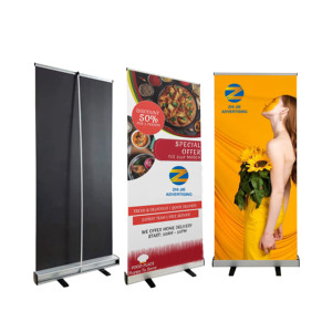 Nhà máy sản xuất bán buôn cuộn lên <span class=keywords><strong>banner</strong></span> quảng cáo nhôm cuộn lên biểu ngữ đứng cho triển lãm thương mại quảng cáo và khuyến mãi - Product Image 1