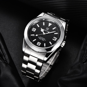 Montre mécanique pour homme Benyar, automatique, bracelet en acier inoxydable bleu, verre cristal, luminescent, résistant à l'eau 50 m, style business - Product Image 3