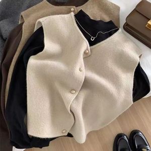 High Quality Wholesale Woman Clothes Comfortable Solid Color Elegant <b>Vest</b> <b>Women</b> Crew Neck Single Breasted <b>Womens</b> <b>tops</b> - Product Image 6