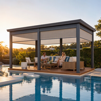 Pergola motorisée en aluminium avec toit à lames rétractables, protection solaire, balcon extérieur, installation facile