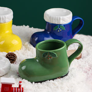 Divertido Criativo 3D Natal Bota Em Forma De Grés Porcelana Cup Crianças Presentes <span class=keywords><strong>Cute</strong></span> Cartoon Natal Caneca De Cerâmica em Caixa - Product Image 4