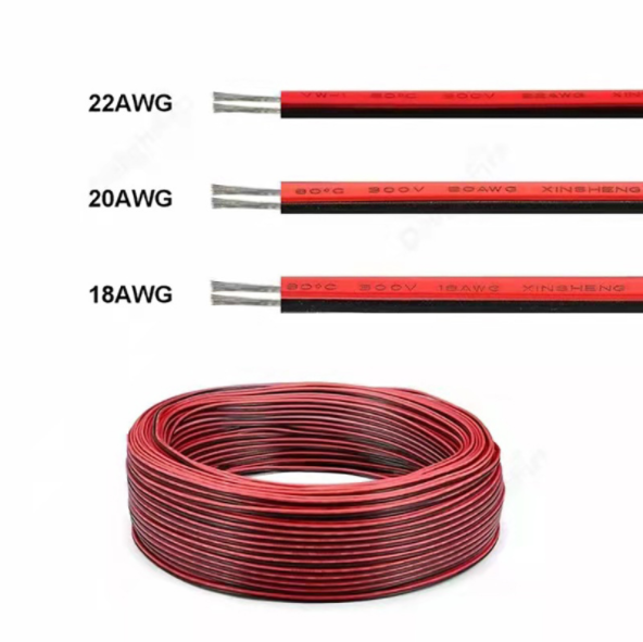 2 контактный провод кабель-удлинитель для 20AWG черного и красного цвета на шнур луженый медный кабель для одноцветной светодиодной полосы 100 м/рулон