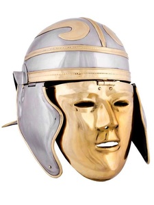 Casco Romano de la Herencia Romana, Metal Plateado/Dorado, Accesorio Decorativo para Disfraces, para Parques Temáticos, Eventos Culturales, Históricos - Product Image 1