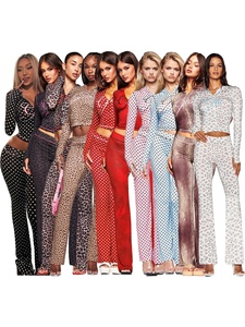 Nuovi Completi Trendy da <span class=keywords><strong>Donna</strong></span>: Giacca Corta con Cappuccio Stampata e Pantaloni Lunghi, Set Casual a Due Pezzi - Product Image 2