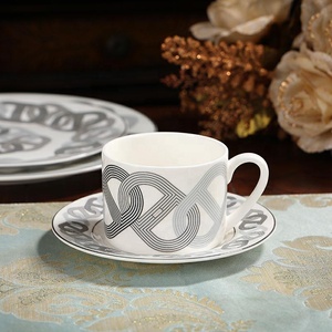 Juego de Vajilla de Cerámica de Lujo Anular Gris de 4 Piezas, Vajilla de Porcelana para Decoración del Hogar, en Oferta - Product Image 2