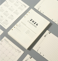 Bloc-notes spirale blanc A5, papier de remplissage pour calendrier à 6 trous, 80 feuilles