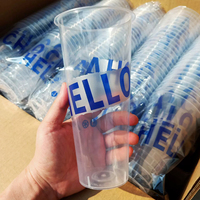 Gobelets à café en plastique PP jetables avec logo personnalisé imprimé, avec couvercles, gobelets en plastique transparents à emporter, 5000 pièces