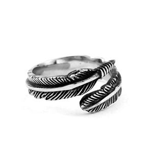 Anillo envolvente de acero inoxidable con diseño de pluma de águila tribal, joyería india, estilo motero punk, amuleto, anillos envolventes tipo bypass - Product Image 1