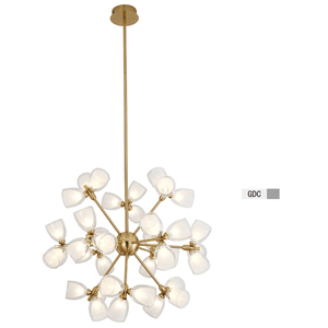 Lámpara Colgante Molecular Moderna con Diseño de Estrella, Cromada, con Doble Pantalla de Cristal Transparente, para Sala de Estar, Comedor, Sala de Recreación - Product Image 3