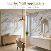Panneau mural en marbre brillant UV, imperméable, ignifuge, revêtement mural intérieur pour la maison et le commerce