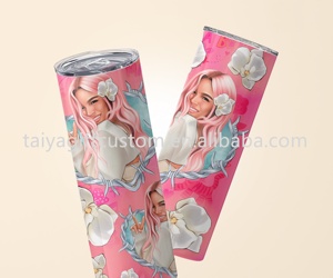 Atest-vaso de vacío de acero inoxidable personalizado, tazas de café reutilizables de 20oz con tapas y pajitas, arol <span class=keywords><strong>G</strong></span> Pink hair - Product Image 6