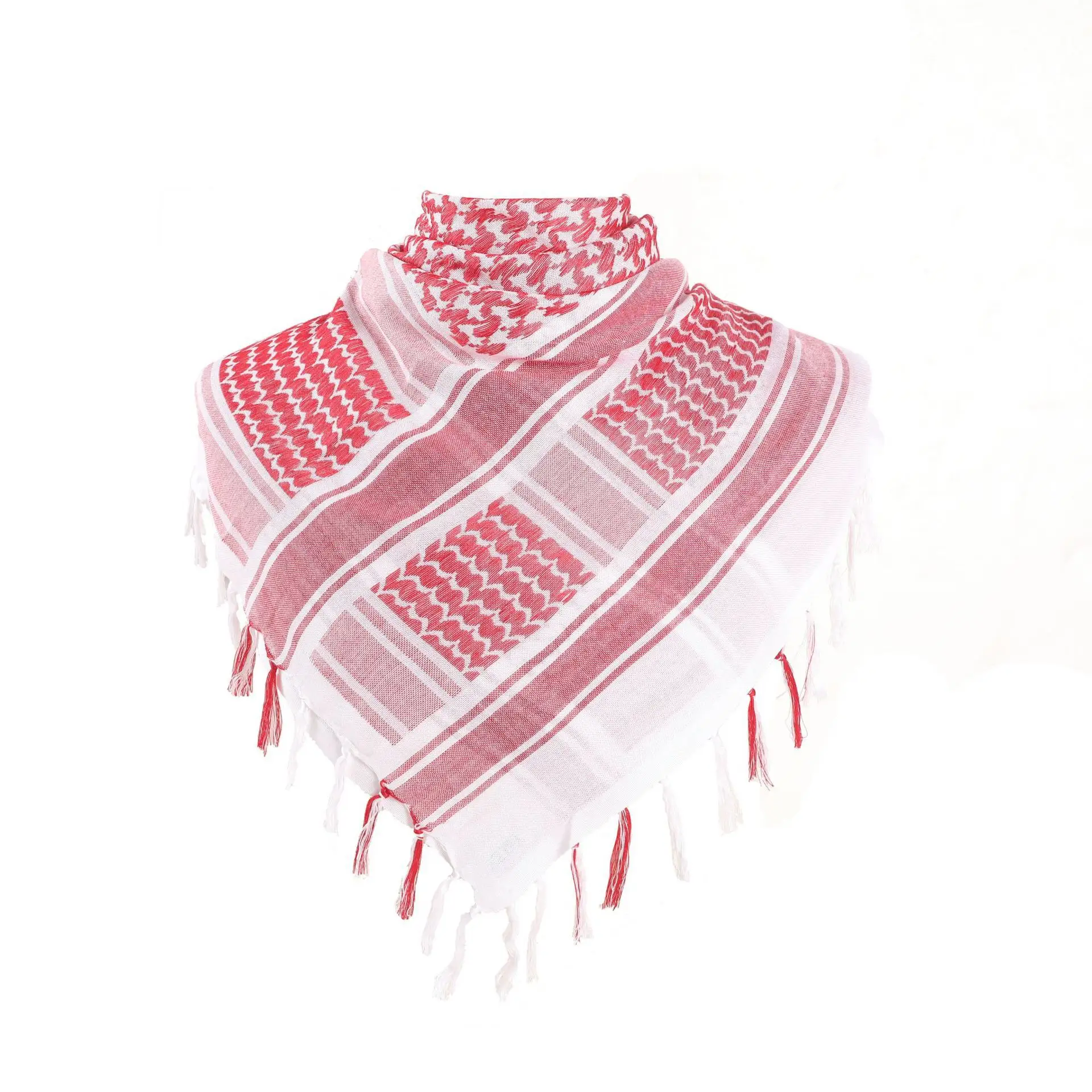 Commercio all'ingrosso di alta qualità rosso e bianco palestina Yashmagh Shemagh 100 cotone maschera arabo sciarpa da uomo 110*110CM