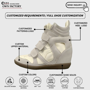 Scarpe da Donna Personalizzate con Fondo Piatto in Camoscio e Velcro, Scarpe Sportive Casual con Rialzo, Logo Personalizzabile - Product Image 2