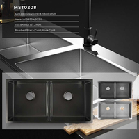 SANIPRO Moderne Haute Qualité À La Main Double Bol Portable Ferme En Acier Inoxydable Blanchisserie Éviers De Cuisine