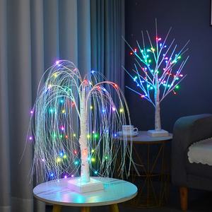 Lampu Pohon Willow Berwarna-warni Dengan Remote Control 2 FT 60 LED USB Lampu Meja Pohon Buatan Dengan Timer Lampu Pohon Buatan Pencahayaan Liburan - Product Image 4