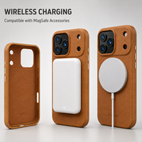 Étui de téléphone magnétique de luxe en cuir véritable OEM ODM avec logo personnalisé anti-EMF pour la série 18