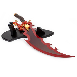 Espada curva roja de 63 cm estilo Solo Eye con base, mango negro, para cosplay y juegos. - Product Image 1