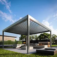 Pergola bioclimatique motorisée en aluminium, à lames orientables, imperméable, avec revêtement en poudre, pour jardin et extérieur