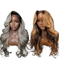 Peluca de Cabello Virgen Indio con Frente de Encaje Transparente HD 13X4 sin Pegamento, Ondulado, Rojizo, para Mujeres Negras