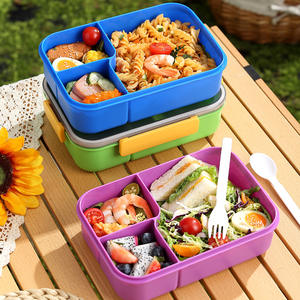 Boîte à lunch rectangulaire en plastique Bencircle XW07, 1450 ml, en PP, simple couche, avec fonction chauffante, cuillère, couvercle gris foncé et 4 verrous latéraux - Product Image 3