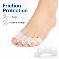 Séparateur d'orteils en silicone souple à cinq doigts avec points de massage pour le soin des orteils superposés et la pédicure (vente en gros)