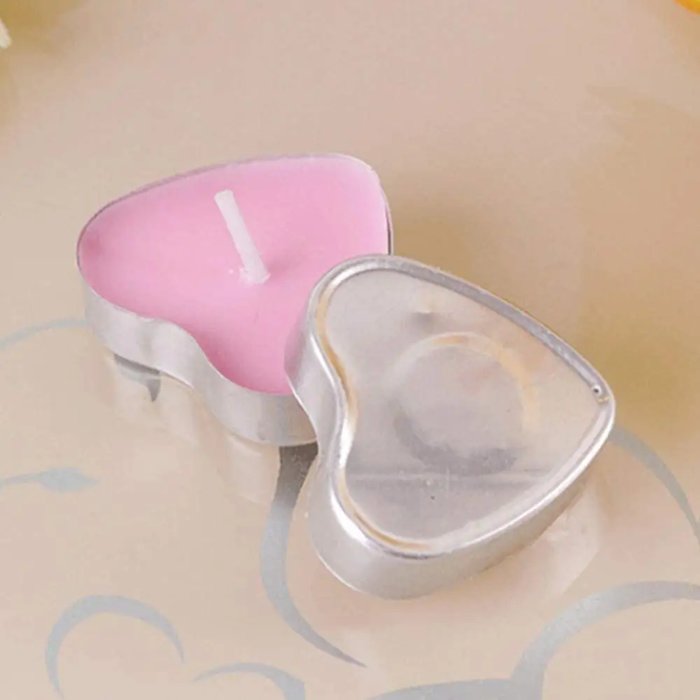 दिल के आकार का खाली एल्यूमीनियम Tealight मोमबत्ती मोम Tins जार मामलों कंटेनर Molds धारकों DIY मोमबत्ती बनाने के लिए