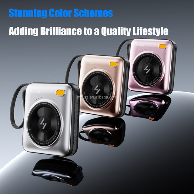 10000mAh Soft Touch UV Finish Magnetic Wireless Power Bank 22.5W Fast Charging Built in Cables Portable Charger External Battery