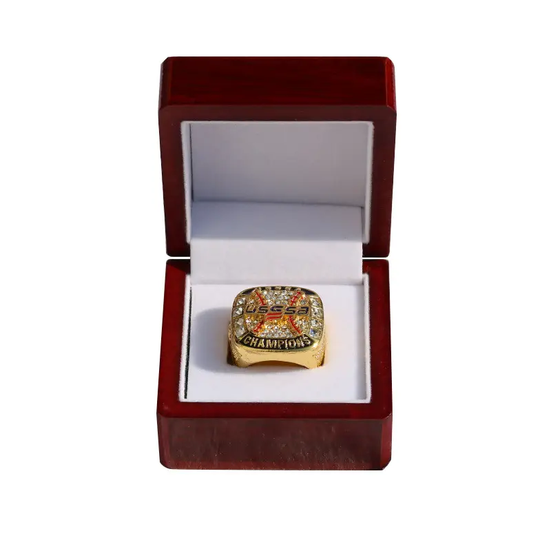 Cajas de anillos de campeonato, caja de anillo de madera roja cereza clásica y estuche de exhibición