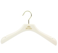 Cintre à vêtements en bois pour enfants YT006, blanc brillant, cintre pour enfants, cintre pour bébé, logo personnalisé, crochet rond doré rose