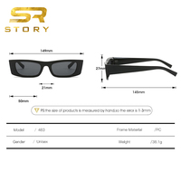 HISTOIRE QB483 Marque Design Rétro Cadre Étroit Rectangle Vintage Mode Jaune Petit Cat Eye Lunettes de Soleil Femmes Hommes