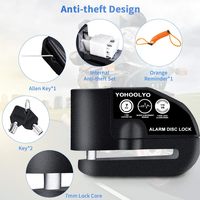 Antivol de disque de moto en acier allié 110 dB avec alarme, câble de rappel étanche de 7 mm pour scooter et vélo
