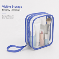 Pochette de maquillage transparente en PVC, trousse à cosmétiques imperméable, légère, pliable, étui à crayons, rangement de voyage, logo personnalisé OEM GWP