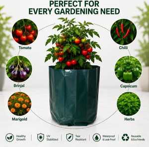 Bolsa de Cultivo de Tela Transpirable Reutilizable de PE Negro, Resistente a los Rayos UV y a Desgarros, para Vegetales, Plantas, Flores, Jardinería, 18 Galones - Product Image 1