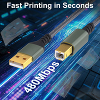 USB-A ke USB-B 2.0 kabel Printer, kabel pemindai kecepatan tinggi tipe a kabel Male ke B Male