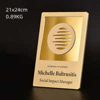 Plaque en aluminium personnalisée avec logo, trophée souvenir en métal ajouré pour cérémonie d'entreprise, vente en gros