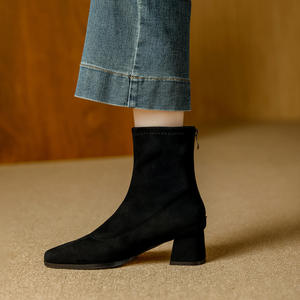 Nouvelles bottes de neige à la cheville extensibles, tendance et polyvalentes pour femmes avec talons épais, parfaites pour l'automne et l'hiver - Product Image 5