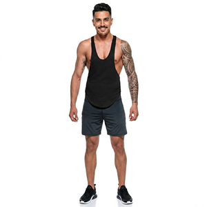Camiseta Deportiva de Gimnasio para Hombre, Talla Grande, Transpirable, de Punto, Poliéster/Algodón, Cuello en V, Ropa Deportiva Activa, Top con Abertura en los Brazos, Color Gris - Product Image 1