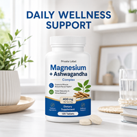 Complément Alimentaire OEM Complexe Magnésium Ashwagandha en Comprimés pour la Santé Musculaire, Osseuse et Nerveuse, et l'Équilibre du Stress