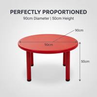 Table ronde pour enfants 90x90x50cm et ensemble de 6 chaises, mobilier préscolaire et maternelle en plastique PP coloré pour l'apprentissage précoce en classe