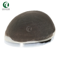 Perruque Toupet Homme en Dentelle Allemande, Cheveux Indiens, Dentelle Française Complète, Densité 130%, Ondulations Naturelles, Nœuds Frontaux, Remplacement
