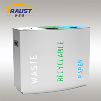 Traust Poubelle en acier inoxydable à 3 compartiments Poubelle Station d'aéroport Gestion de la poubelle Poubelle Poubelle