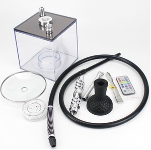 Ensemble complet de <span class=keywords><strong>chicha</strong></span> carrée en acrylique avec tuyau, boîte à <span class=keywords><strong>chicha</strong></span>, éclairage LED RGB élégant, chauffe-tabac en acier inoxydable, <span class=keywords><strong>chicha</strong></span> narguilé - Product Image 2
