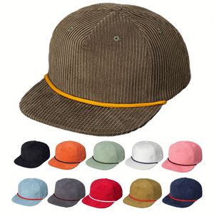 Oem Custom Embroidery Patch Logo Mens High Quality 5 Panel Unstructured Corduroy Blank Rope Snapback <b>Cap</b> <b>Hat</b> - Product Image 1