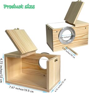 Bằng Gỗ Parakeet Hộp Bằng Gỗ <span class=keywords><strong>Parrot</strong></span> Nest Chăn Nuôi Hộp Với Perch Bird Nhà Cho Lồng Thích Hợp - Product Image 5