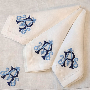 Nhà máy OEM bán buôn biểu tượng tùy chỉnh hemstitch bảng đồng bằng khăn ăn trắng thiên nhiên pháp lanh đám cưới lanh thêu khăn ăn - Product Image 4