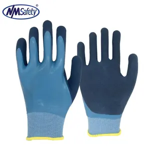 NMSAFETY Waterproof Work Gloves 15 Gauge Latex Coated Gloves Safety Construction Gloves For Work