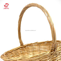 Panier de mariage rond de petite taille en stock JY, style vintage, panier en osier tressé avec poignée pour fleurs, fruits, bonbons, cadeaux